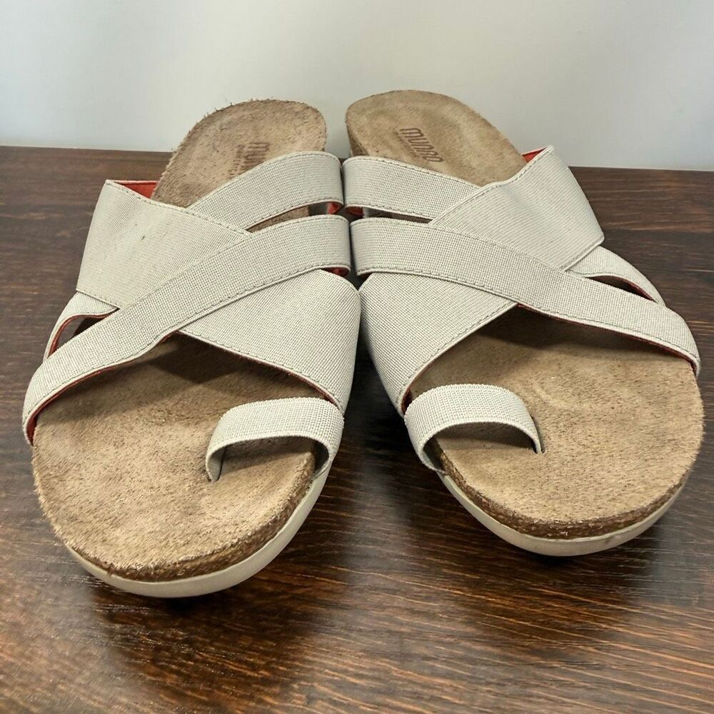 Munro elastic strap walking wedge extra light sandal size 8 gray